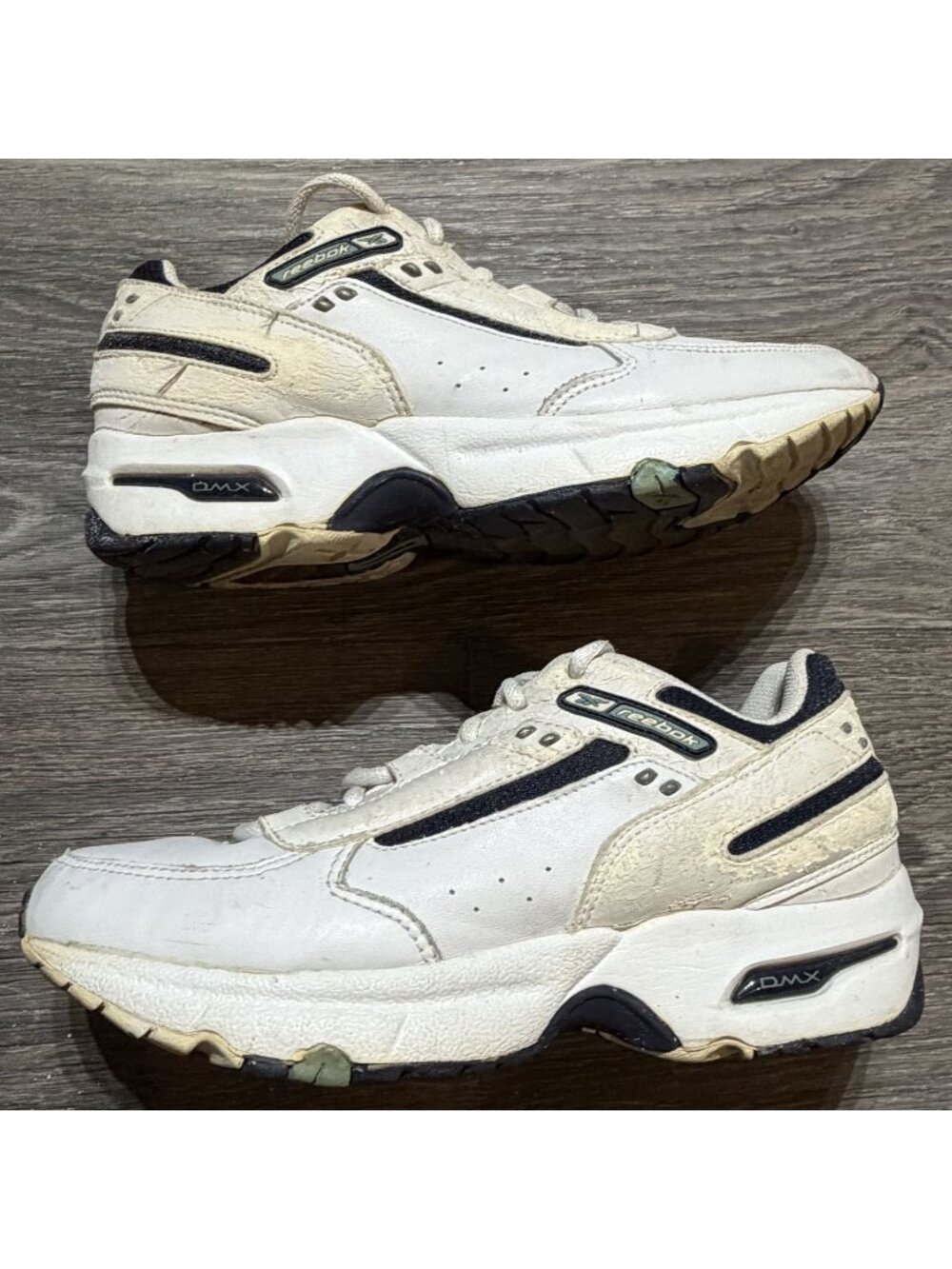 Reebok DMX Vintage 00s White Navy Sneakers Size 6.5 37 Dad Shoes Y2K Retro Style